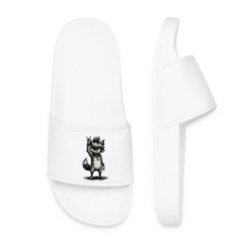 Rock Punk Fox with Sunglasses and Studs - Women’s Pool Sliders - white - Front