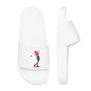 Colorful Golfer's Swing - Women’s Pool Sliders - white - Front