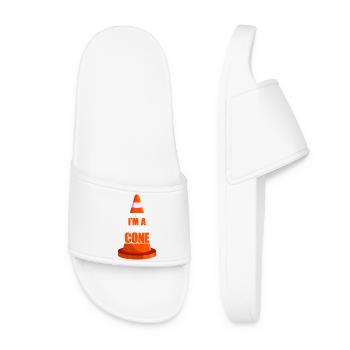 Traffic Cone Pun Illustration - Women’s Pool Sliders - white - Front