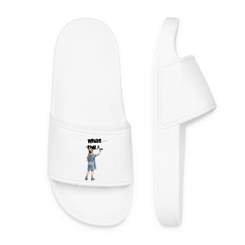 Fille peignant une œuvre statement WTF - Claquettes Femme - blanc - Devant