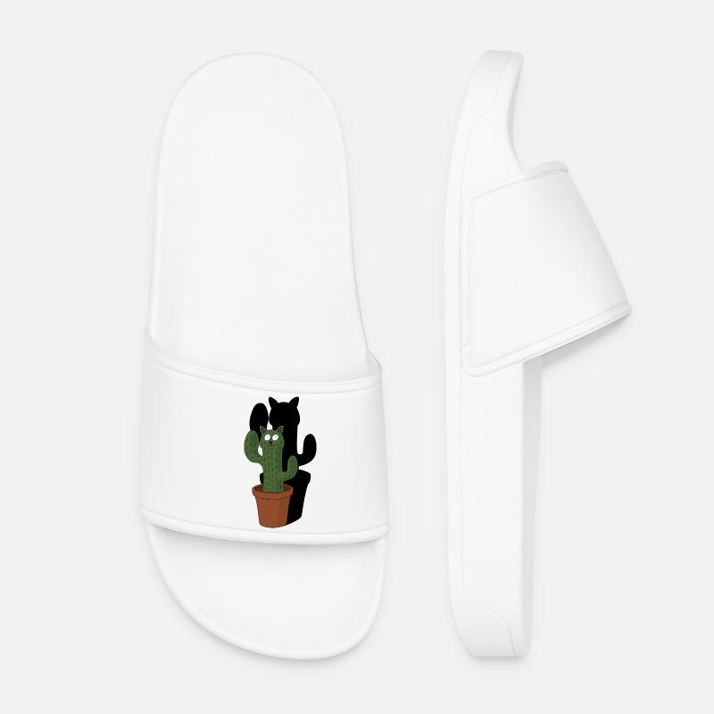 Cat as cactus in flower pot with shadow - Women’s Pool Sliders - white