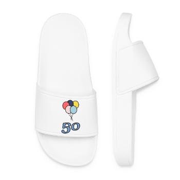 50. 50 ANS. 50e ANNIVERSAIRE. ANNIVERSAIRE 50 ANS. - Claquettes Femme - blanc - Devant