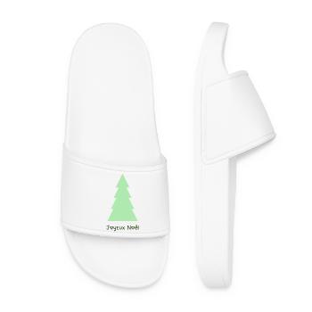 SAPIN. NOËL. MERRY CHRISTMAS. BONNE ANNEE - Claquettes Femme - blanc - Devant