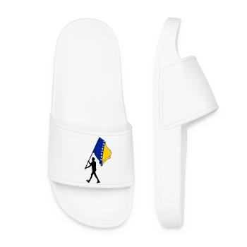 Flag Bosnia and Herzegovina man walking - Women’s Pool Sliders - white - Front