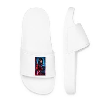 3D Sci-Fi Cyberpunk Samurai Warrior with Katana - Women’s Pool Sliders - white - Front