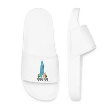 SEOUL Skyline – Modern City Design - Women’s Pool Sliders - white - Front