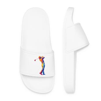 Regenbogen Golfer Swing - Frauen Badelatschen - Weiß - Vorne