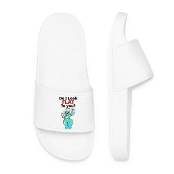 ​Do I Look Flat To You Funny Earth Globe Pun - Women’s Pool Sliders - white - Front