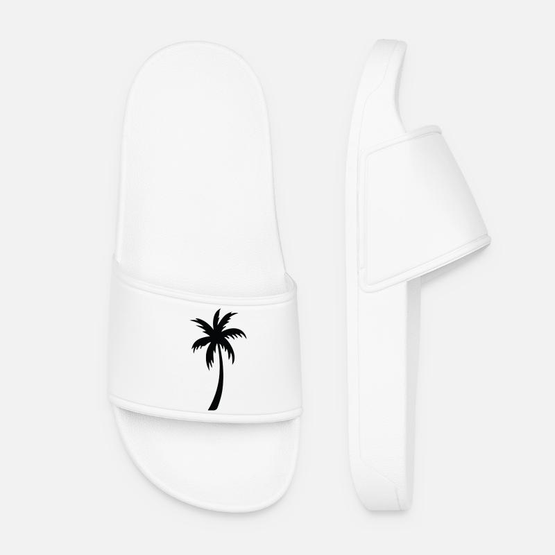Tropical Palm Tree Silhouette Gift Summer - Women’s Pool Sliders - white