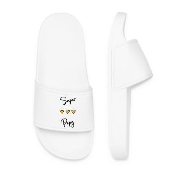 SUPER PAPY. PAPY. FÊTE DES PÈRES. BONNE FÊTE PAPY. - Claquettes Femme - blanc - Devant