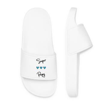 SUPER GRANDPA. GRANDPA. FATHER'S DAY. HAPPY BIRTHDAY GRANDPA. - Women’s Pool Sliders - white - Front