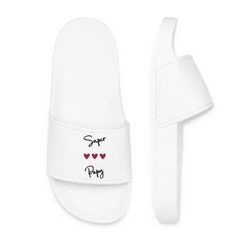 GRANDPA. SUPER GRANDPA. FATHER'S DAY. HAPPY BIRTHDAY GRANDPA. - Women’s Pool Sliders - white - Front