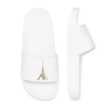 Eiffelturm Paris minimalistisches Wahrzeichen - Frauen Badelatschen - Weiß - Vorne