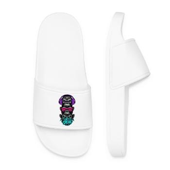 Three monkeys hear nothing see say neon - Women’s Pool Sliders - white - Front