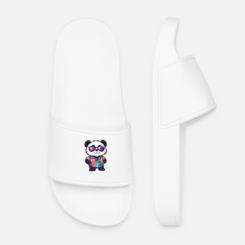 Panda Comic Vacation - Women’s Pool Sliders - white
