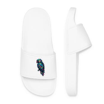 Low Poly Parrot: Bunte Geometrie - Frauen Badelatschen - Weiß - Vorne