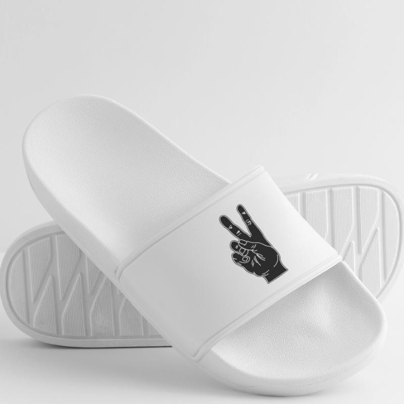 Geste de la main noire paix Claquettes Femme