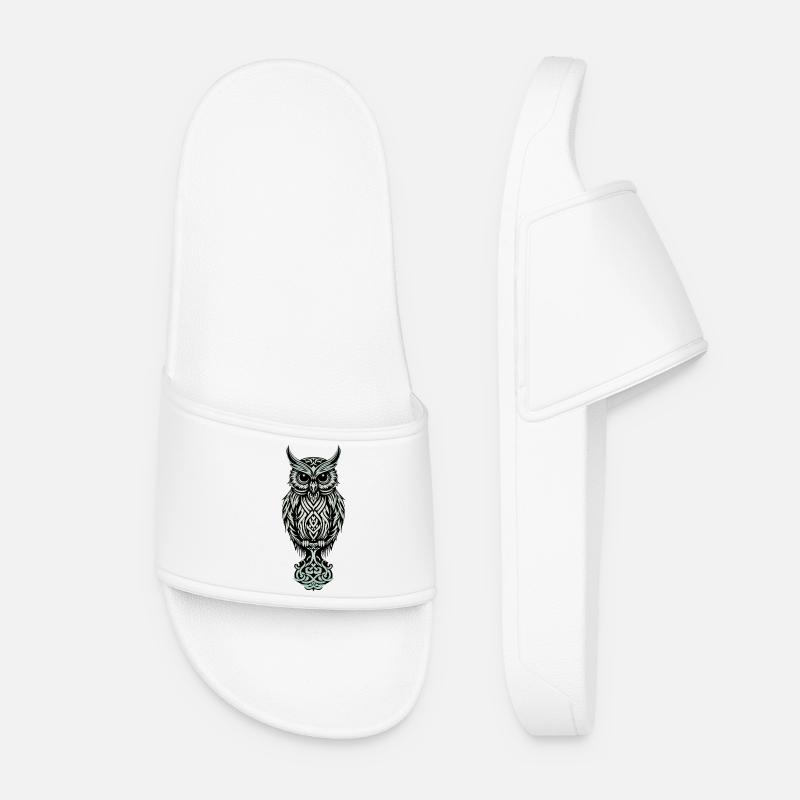 Celtic Owl - Women’s Pool Sliders - white