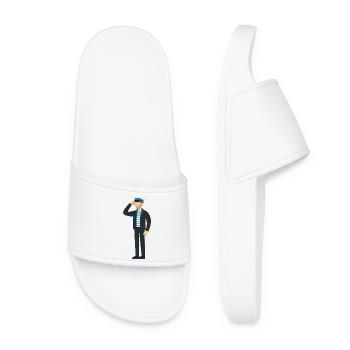 Nautic Design Maritime Striped Saluting Captain - Women’s Pool Sliders - white - Front