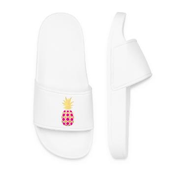 Motif d’ananas Gold Plaid Exotic d’été - Claquettes Femme - blanc - Devant