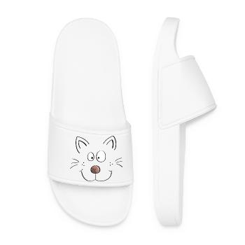 Funny cats face - cartoon cat - Women’s Pool Sliders - white - Front