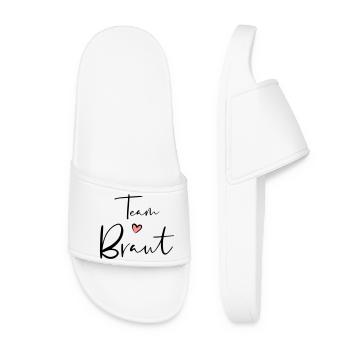 Cadeau de fête poule équipe coeur de mariée - Claquettes Femme - blanc - Devant