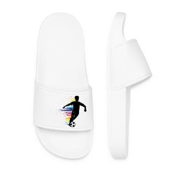 Joueur de football silhouette avec graffitis colorés - Claquettes Femme - blanc - Devant