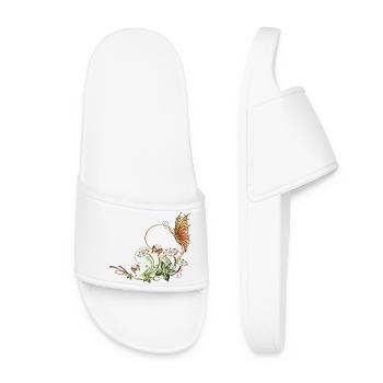 Schmetterlinge mit floralen Elementen - Claquettes Femme - blanc - Devant