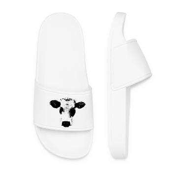 Cow Black Cow Head Gift Farmer - Women’s Pool Sliders - white - Front