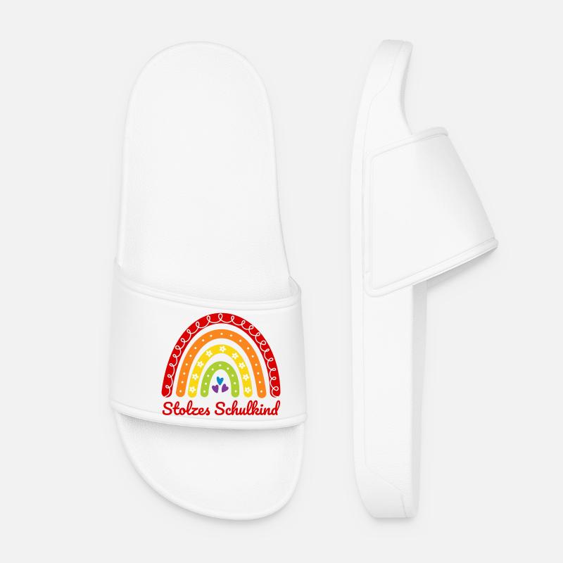 Stolzes Schulkind Boho Regenbogen bunt Einschulung - Frauen Badelatschen - Weiß