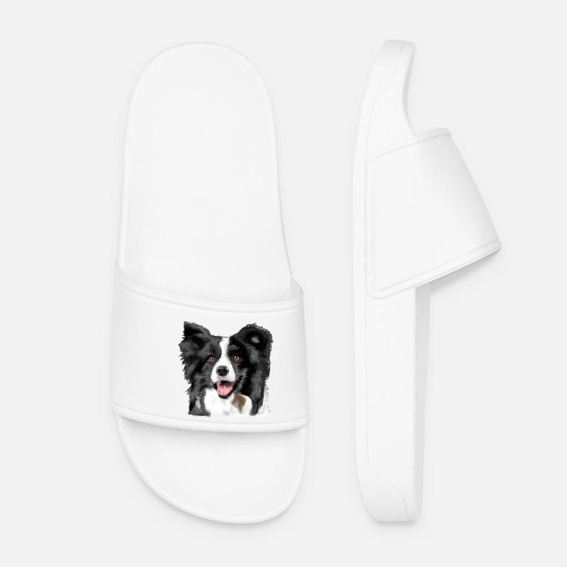 Border Collie - Women’s Pool Sliders - white