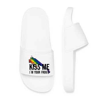 Frog - Princess - Kiss -Kiss me - Frauen Badelatschen - Weiß - Vorne