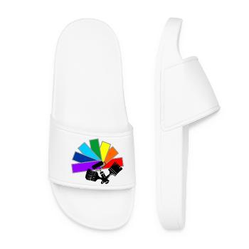 Color fan deck with shadow brushes and roller logo - Women’s Pool Sliders - white - Front