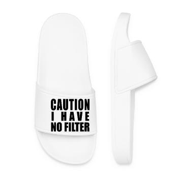 Caution I Have No Filter - Women’s Pool Sliders - white - Front