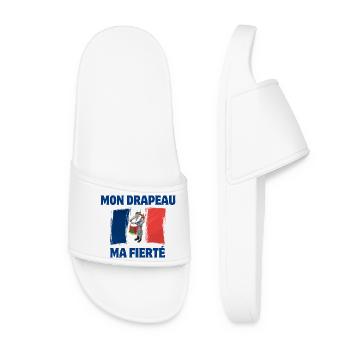 Français, drapeau Français, vive la France - Claquettes Femme - blanc - Devant