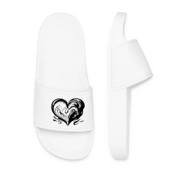 Curved Heart - Women’s Pool Sliders - white - Front