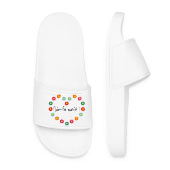HERZ. HERZ. VALENTINSTAG. LIEBE. LIEBE. PAAR. - Frauen Badelatschen - Weiß - Vorne