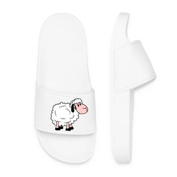 mouton bébé se tient mignon mignon agneau enfant cool bande dessinée - Claquettes Femme - blanc - Devant