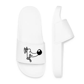 Dog Face Funny Cute Tongue Sticking Out Head - Women’s Pool Sliders - white - Front