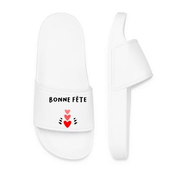 MOM. MOTHER'S DAY. HEART. FEAST. HAPPY BIRTHDAY - Women’s Pool Sliders - white - Front