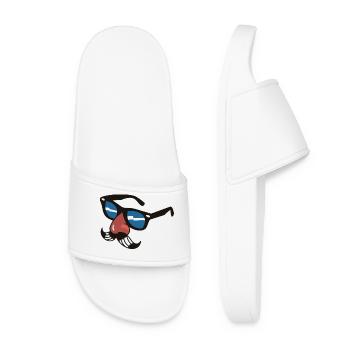 Lunettes avec moustache et nez – Motif amusant - Claquettes Femme - blanc - Devant