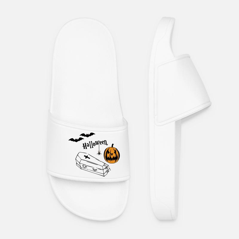 Halloween Kürbis Silhouette - Frauen Badelatschen - Weiß