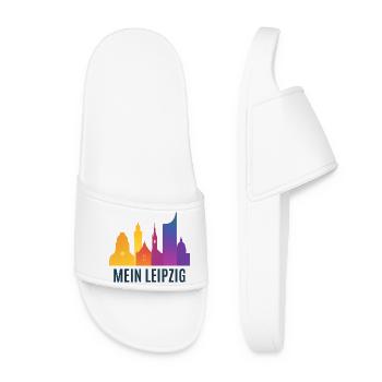 Leipzig Farbverlauf Skyline - Frauen Badelatschen - Weiß - Vorne