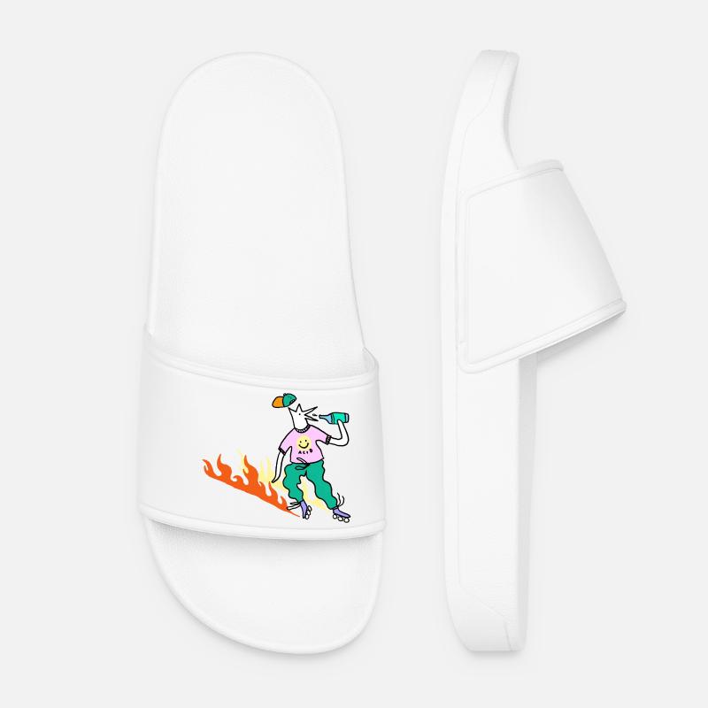 Roller_Skater_on_fire - Women’s Pool Sliders - white