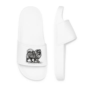 Zwergspitz Sketch – Minimalistisches Hund Design - Frauen Badelatschen - Weiß - Vorne