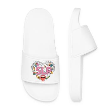 Speech Therapy Speech Language Pathology SLP - Women’s Pool Sliders - white - Front