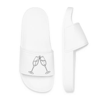 Chin Chin – Cheers Brille Schwarz-Weiße Hochzeit - Frauen Badelatschen - Weiß - Vorne