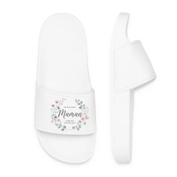 Maman, Fleur Unique et Tendresse - Claquettes Femme - blanc - Devant