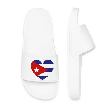 Heart Cuba Flag - Women’s Pool Sliders - white - Front