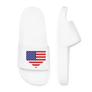 Home Plate American Flag - Women’s Pool Sliders - white - Front